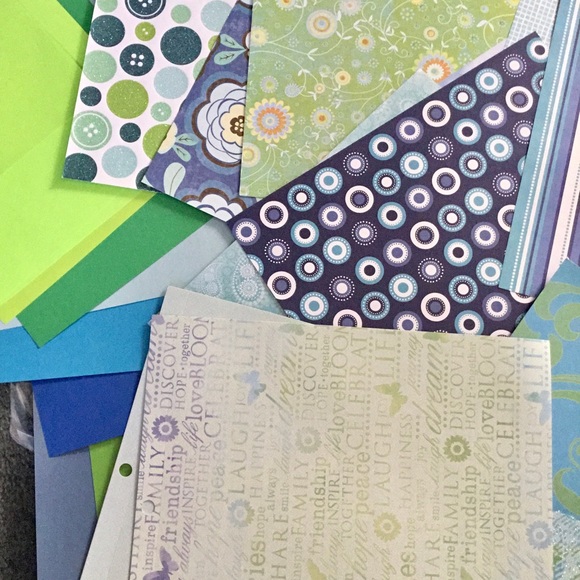 Scrapbook Office 3 Lb Lot Of Blue Green Card Stock Specialty Paper
